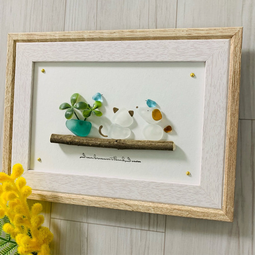 シーグラスアート 海の宝石 北欧 ガラス細工 インテリア雑貨 観葉植物