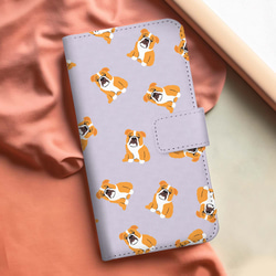 【 ブルドッグ パターン柄 】 手帳 スマホケース　犬　うちの子　プレゼント　iPhone & Android 3枚目の画像