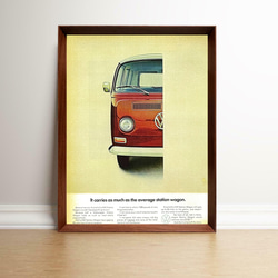 フォルクスワーゲン バス タイプⅡ 1960年代 アメリカ ヴィンテージ 雑誌 広告 額付 ポスター 1枚目の画像