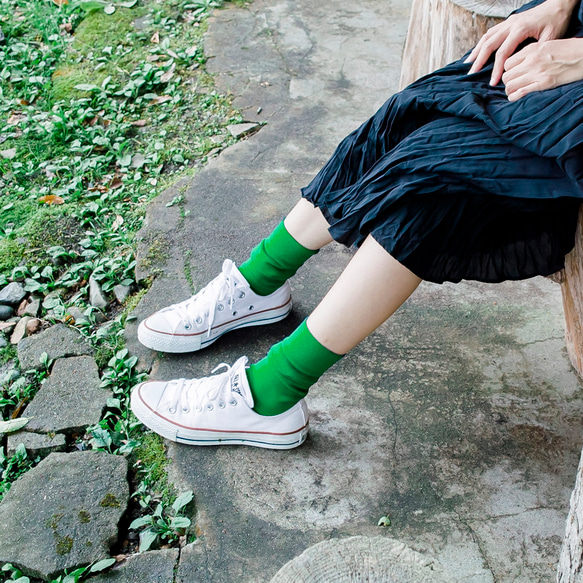 むくみにくい靴下 キナリノ掲載 レディースソックス green 靴下 【緑】 フィット「TRIP SCOTT」むくまない 3枚目の画像