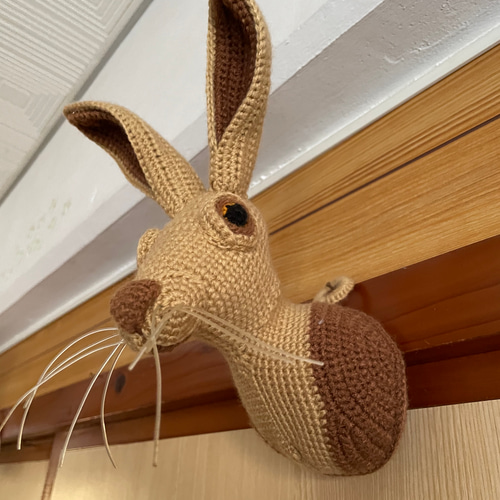 かぎ針編み動物ウサギヘッド飾り 【卯年】【インテリア】壁掛け