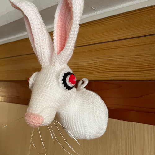 激レア　希少　マニー　布製　ウォールポケット　タペストリー　うさぎ　くま かぎ針編み動物ウサギヘッド飾り 【卯年】【インテリア】壁掛け