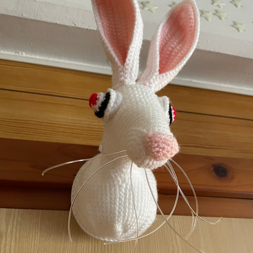 かぎ針編み動物ウサギヘッド飾り 【卯年】【インテリア】壁掛け