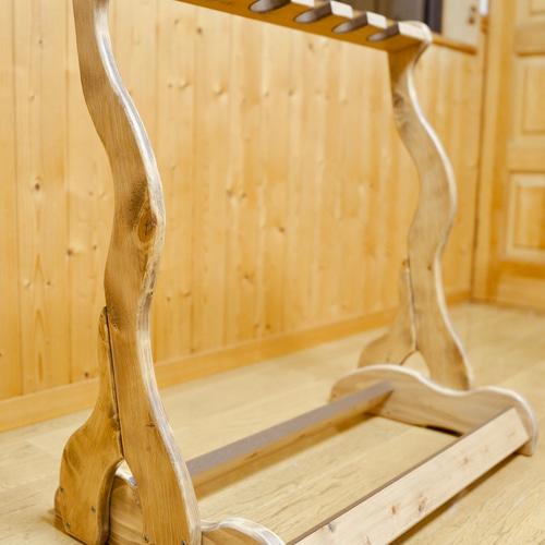 24時間以内に発送】手作り木工 木製ギタースタンド （古材） 6本掛け  