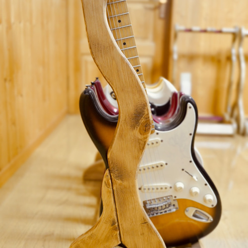 24時間以内に発送】手作り木工 木製ギタースタンド （古材） 6本掛け  