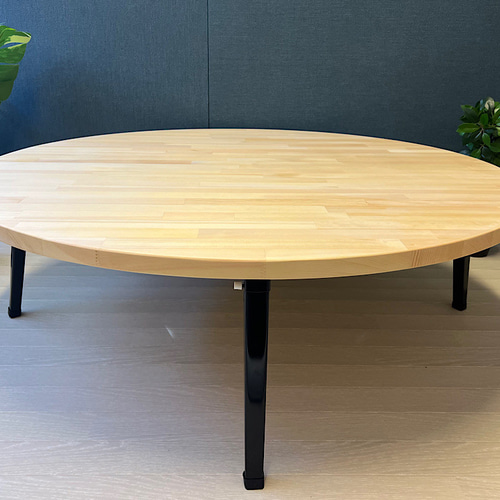 送料無料】 ローテーブル 丸形 100cm パイン ナチュラル 折りたたみ脚