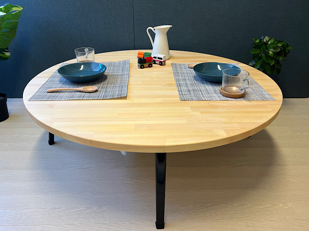 【送料無料】 ローテーブル 丸形 100cm パイン ナチュラル 折りたたみ脚 26,325円