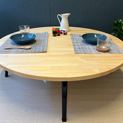 【送料無料】 ローテーブル 半月形 かまぼこ 120×90cm パイン 折畳脚 送料無料】 ローテーブル 半月形 かまぼこ 120×90cm パイン