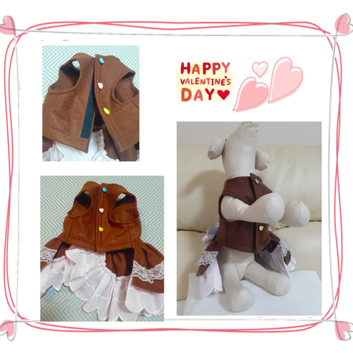 犬服【新作】バレンタインワンピース／チョコレートカラー 送料