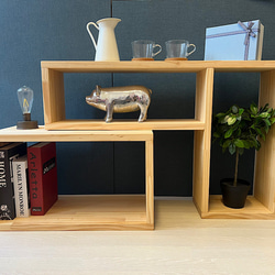 木目を活かしたコの字ルンバ基地/テレビラック等 棚・シェルフ・ラック