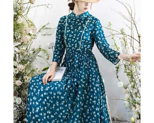 希少色 MYLAN バックリボン ワンピース 麻100% 希少色 MYLAN バック