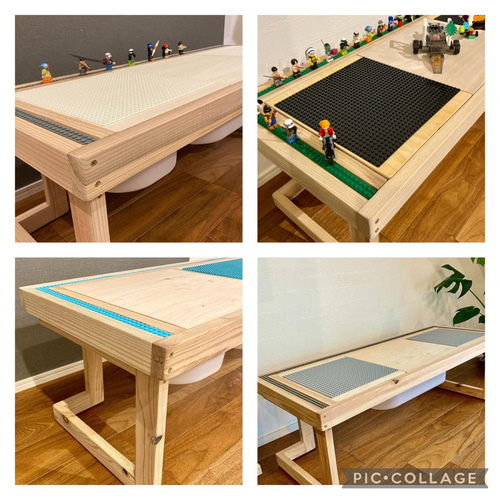 ハンドメイド　　レゴテーブル　ローテーブル　キッズテーブル　プレイテーブル 着払い】レゴテーブル／レゴ収納／プレイテーブル／キッズテーブル