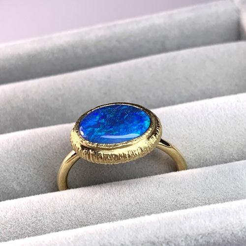 希少 ブラックオパール K18 アンティーク リング オパールリング｜オーストラリア産オパール｜オパール