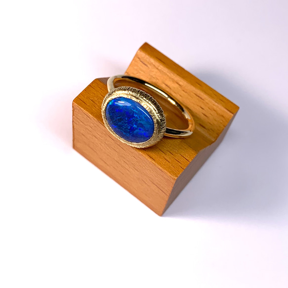 一点物] K18 オーストラリア産ブラックオパールリング 指輪・リング