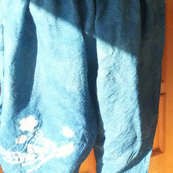 新作　『鳳凰』　正藍染　ヘンプ(大麻１００％)ゆるりとオシャレなサルエルパンツ　ウエストギャザーたっぷり　フリーサイズ 9枚目の画像