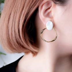 K14gf】スノーフラワーとオーロラ花びら ピアス(イヤリング変更可