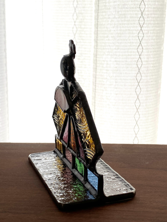 スカイブルー・イエロー　ガラスのお雛様♢ステンドグラス 4枚目の画像