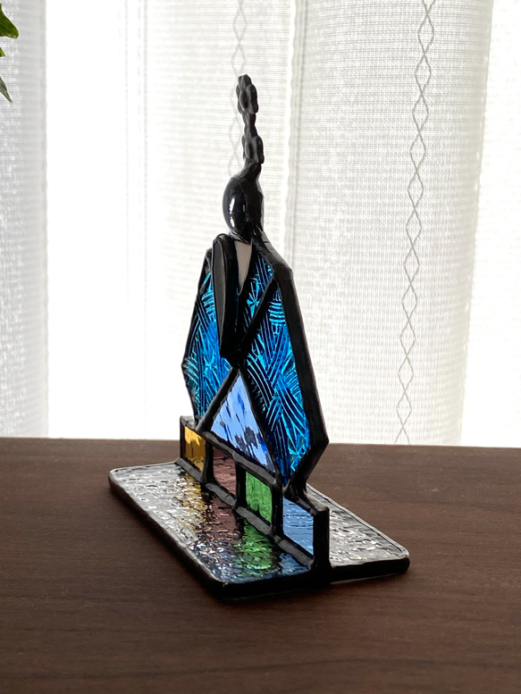 スカイブルー・イエロー　ガラスのお雛様♢ステンドグラス 3枚目の画像
