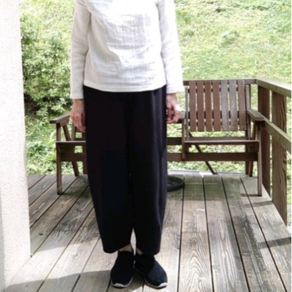 圧縮ウールのコクーンパンツ 黒 キュロット・ワイドパンツ 蓼科人 通販