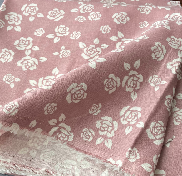 生地幅*50 ダブルガーゼ 生地 バラ 薔薇 ローズ ピンク系 生地 W-Note 
