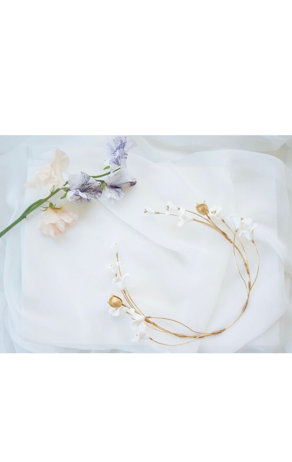 blooming headdress（gold × white） 4枚目の画像