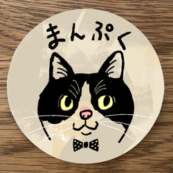 ２枚セット★マグネット仕様【黒白ハチワレ（名入れOK）】猫のステッカー（屋外使用OK） 4枚目の画像