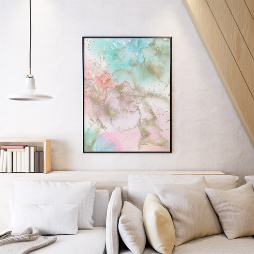 アートポスター 水彩画 パステルカラー ミント ピンク 抽象画 アートポスター 水彩画 パステルカラー ミント ピンク 抽象画