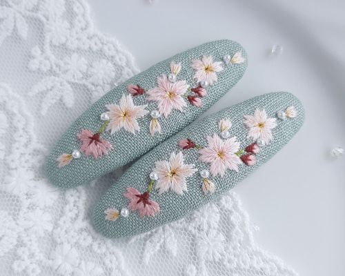 選べる10色！手編みお花のパッチンピン 暖色系 ヘアピン