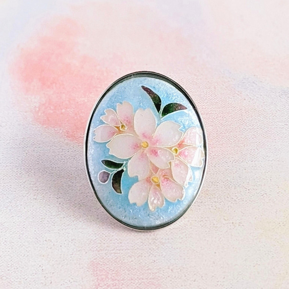 特集掲載》さくら｜桜の花【有線・銀張七宝、ブローチ＆ペンダント2way 