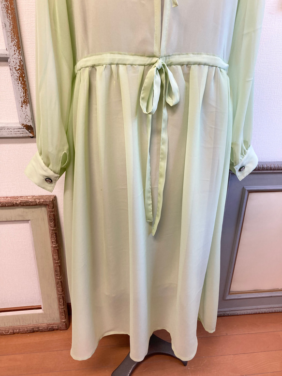 Sale price ★ 大人的透明感❤️ 透視雪紡材質長裙 淺綠色（無尺碼L） 第13張的照片