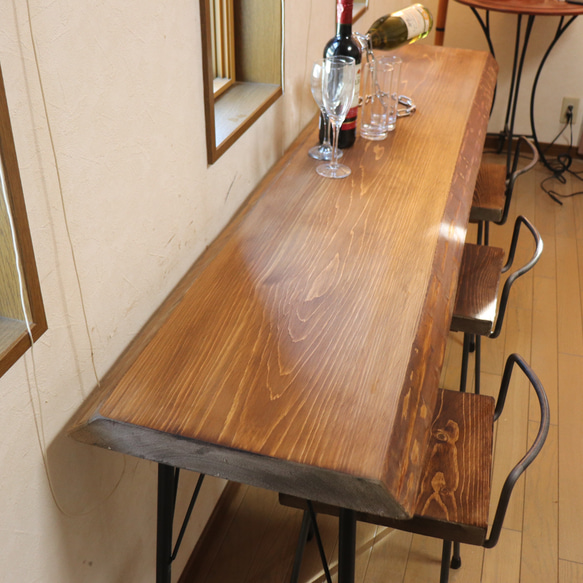 完売しました。182一枚板国産ヒノキ カウンターテーブル カフェcafe ダイニングテーブル　　店舗什器　アンティーク風 10枚目の画像