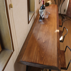 完売しました。182一枚板国産ヒノキ カウンターテーブル カフェcafe ダイニングテーブル　　店舗什器　アンティーク風 9枚目の画像