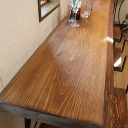 完売しました。182一枚板国産ヒノキ カウンターテーブル カフェcafe ダイニングテーブル　　店舗什器　アンティーク風 3枚目の画像