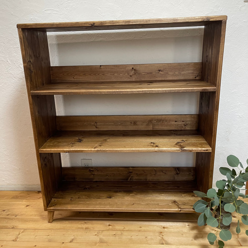 h101w88d30.5 脚付 本棚/ブックシェルフ/キッチンラック/無垢材/収納棚