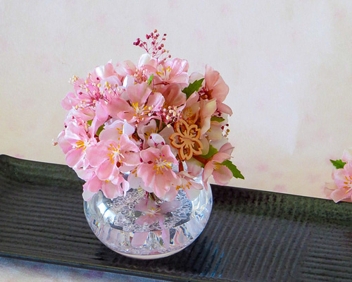 1249 春爛漫イースター 桜とお花畑 フラワーインテリアシーグラスアート 飾り 1249 春爛漫イースター 桜とお花畑 フラワーインテリア