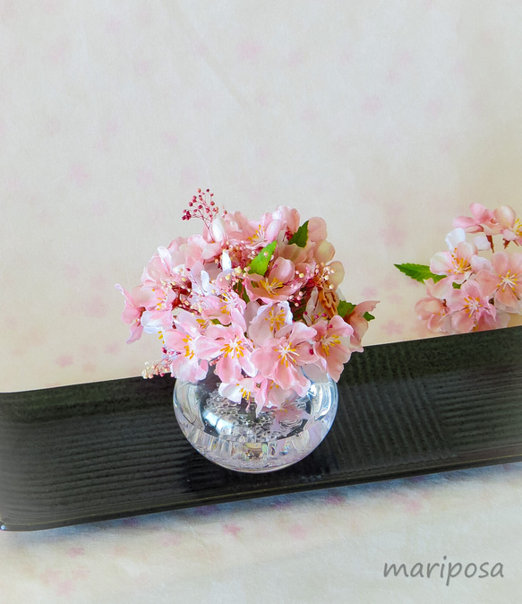 桜・桜色の灯り ～あかり桜 ～ 春を楽しむ・透明感＆花を楽しむ癒されグラスフラワーインテリア(無料ラッピングあり） 3枚目の画像