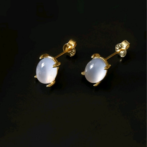 天然石ブルーカルセドニー春色ピアス