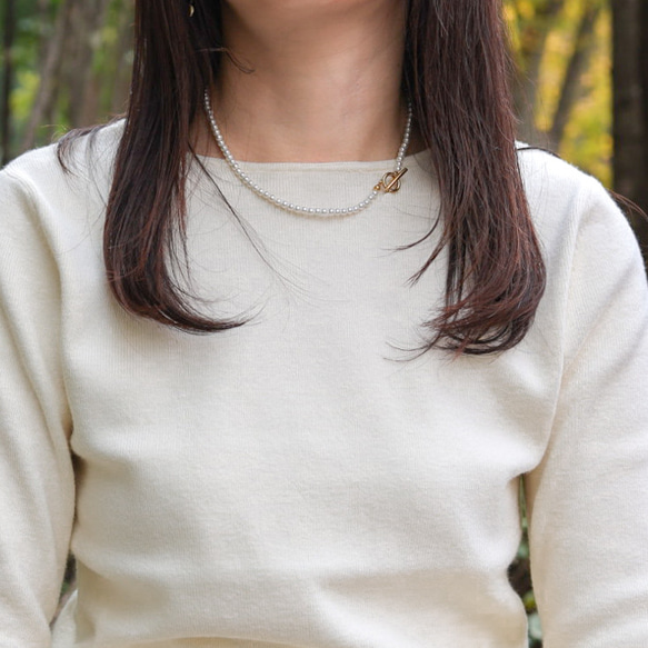 【限時福袋】畢業/入學典禮日常使用櫻花貝殼珍珠3件套胸針項鍊耳環/耳環 第9張的照片