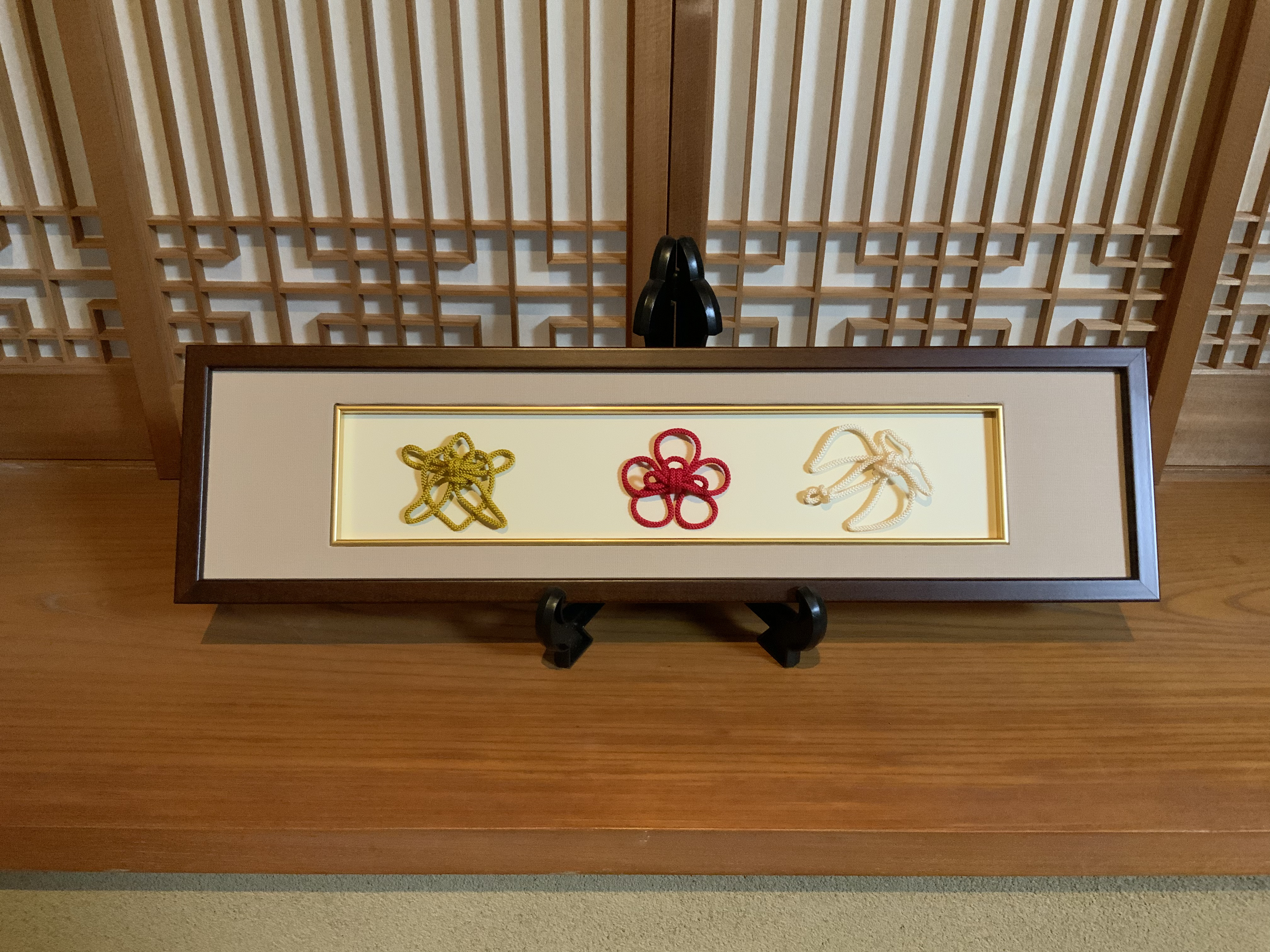 茶の湯　結び　亀　梅　鶴　短冊額飾り