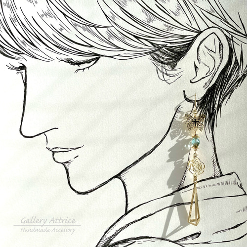 white rose mini earring ホワイトローズミニイヤリング 小さめ