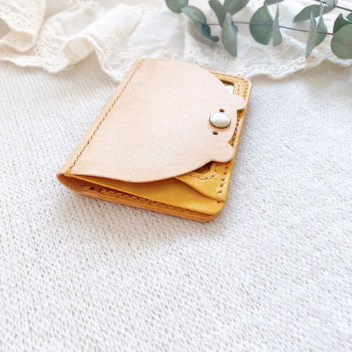 ナチュラル×はちみつ色 隠せるくまのカードケース 社員証 電子カード