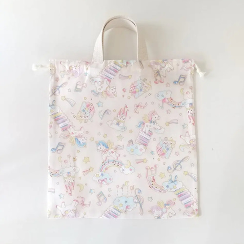 絵本袋　体操服入れ　上履き袋　☆ユニコーン ユニコーン柄＊体操着袋 体操服入れ お着替え袋 巾着袋 持ち