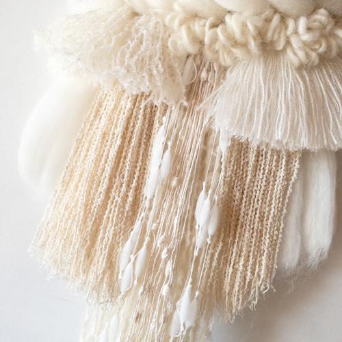 一点もの】流木 ウィービング タペストリー 『みるく色のたぺすとり。q