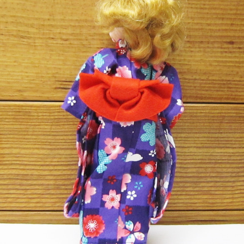 リカちゃん用着せ替え服】一面さくら柄の着物・桜・振袖・帯セット