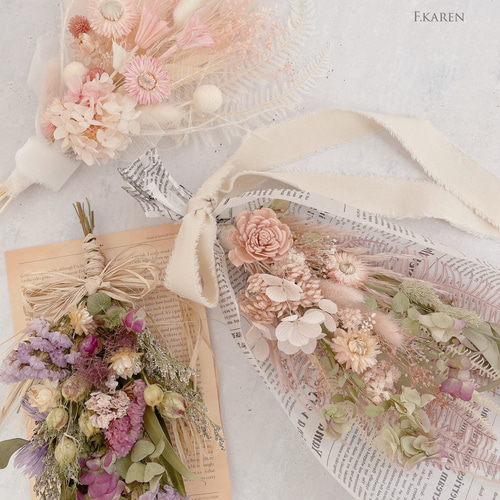 春満開ドライフラワースワッグ⚘*⋆華やかな春の花々✿*:coral pink bd-ntpk_10.jpg
