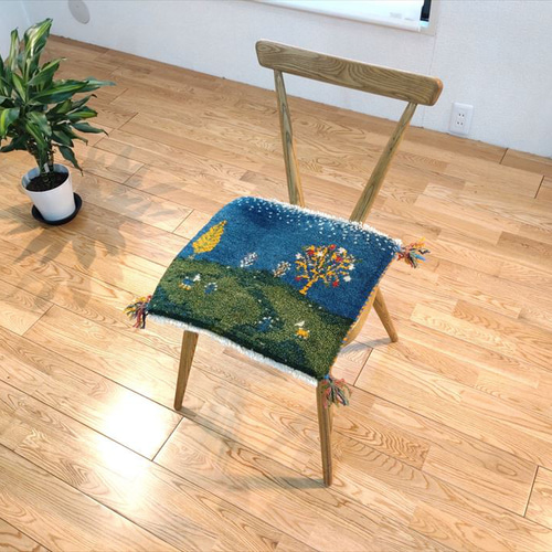 ペルシャ　ギャッベ ミニマット 39×44.5 アイボリー　ザクロの木 ペルシャ ギャッベ ミニマット 横43x41㎝ ザクロの木 風景