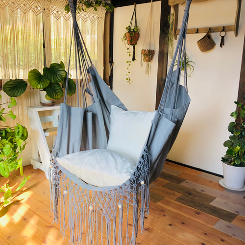 ハンモック　チェアー型　マクラメ　グレー ハンモック チェアー型 マクラメ グレー 【公式通販】