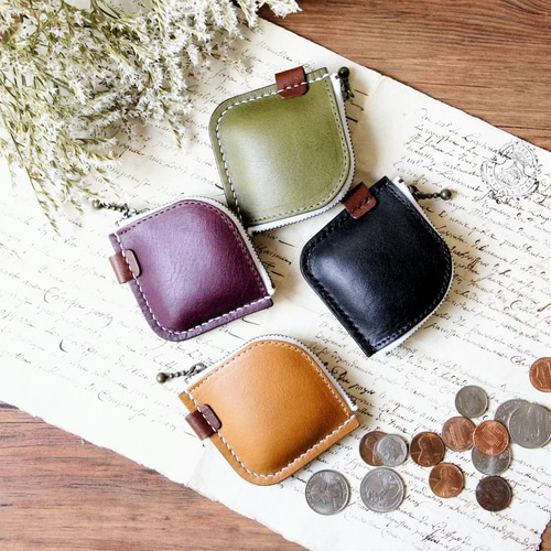 色変更・名入れ可)コインキャッチャー 財布 ハンドメイド レザー