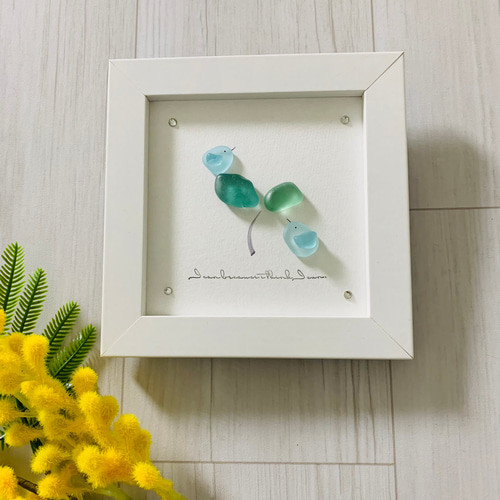 シーグラスアート 小鳥 ウェルカムスペース 北欧 ガラス細工 海の宝石