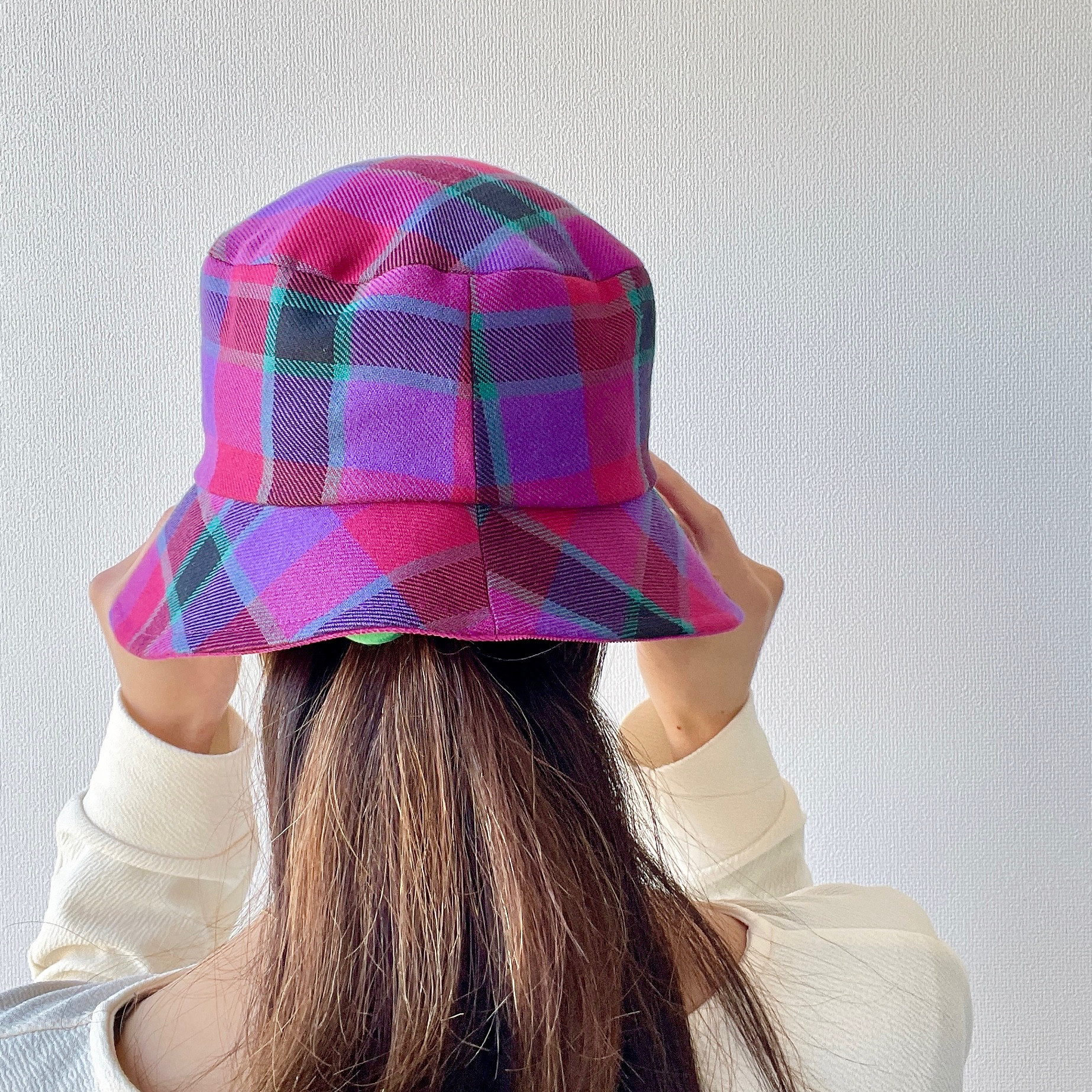 ピンクチェック柄 マーズ ギャル系 平成 ハット MA*RS